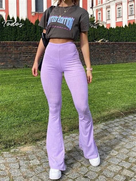 Y2k High Waist Pants Flare Pants Y2k Pants Lavender Pants Blue Etsy