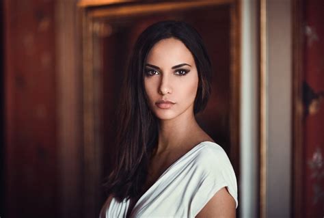 Face No Bra Women Portrait Brown Eyes Brunette Dress Tanned Depth Of Field White Dress