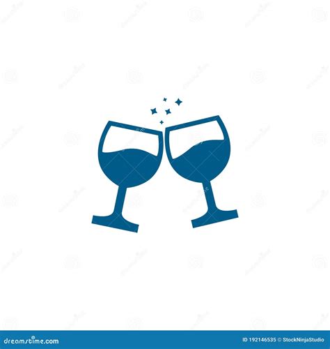 Wine Glasses Toast Blue Icon On White Background Blue Flat Style Vector Illustration Stock