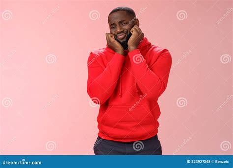 Guy Heart Melting From Cuteness And Lovely Scene Folding Lips Silly Gay Lean Head Palms Look