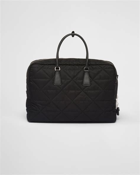 Black Quilted Re Nylon Travel Bag Prada