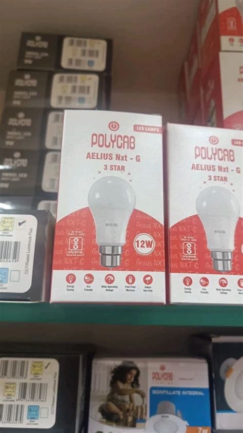 Polycab Aelius Nxt G LED Bulb 12W BC 6500K A65 3 Star 1 Foot Pure