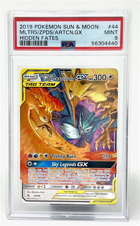 Pokémon TCG Moltres Zapdos Articuno Tag Team GX Hidden Fates 66 68