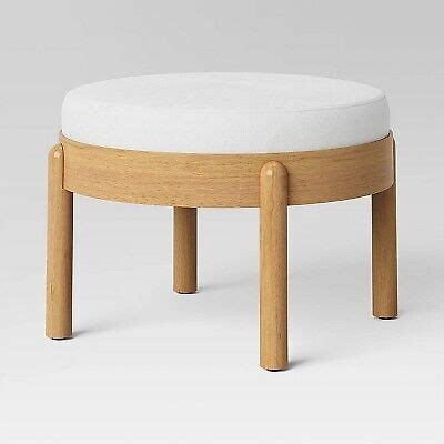 Reedsville Dowel Ottoman With Velvet Fully Assembled Cream Threshold