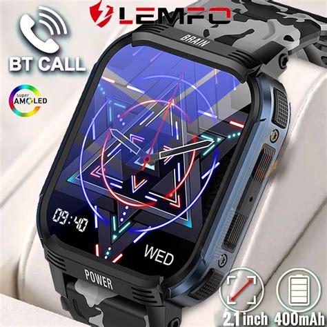 Lemfo Montre Intelligente De Sport Tanche Pour Homme Appel Bt Amoled