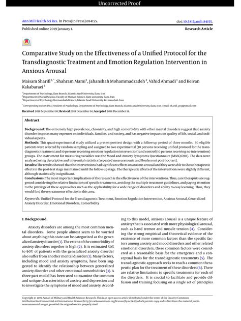 PDF Comparative Study On The Effectiveness Of A Unified Protocol For