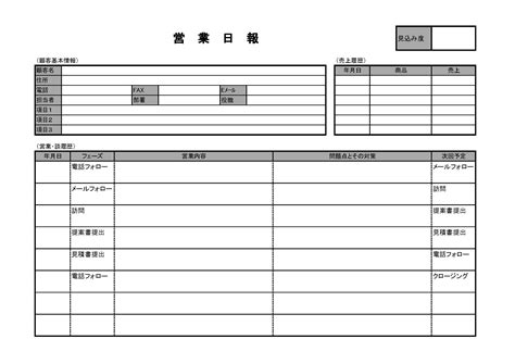 営業日報の書式テンプレート（excel・エクセル） テンプレート・フリーbiz