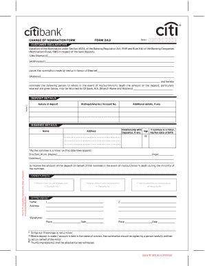 Fillable Online Citi Co Nomination Form Da Citi Co Fax Email Print