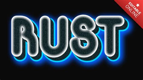 Rust Blue Neon Text Effect Generator