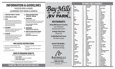 Pdf Information And Guidelines Rv Park Cable Channels · Rv Park Cable