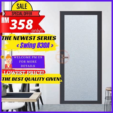 Vitally Swing Door Aluminium Frame 830a Pintu Tandas Custom Made