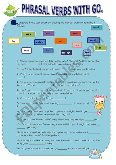 Phrasal Verbs With Go ESL Worksheet By Maytemontalban