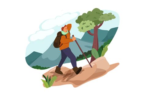 Best Premium Man Doing Trekking Illustration Download In Png And Vector