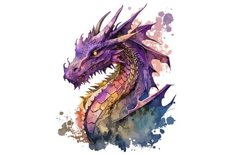 Watercolor Dragon Vector Illustration Graphic By Breakingdots