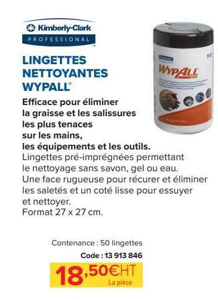 Promo Kimberly Clark Lingettes Nettoyantes Wypall Chez Prolians