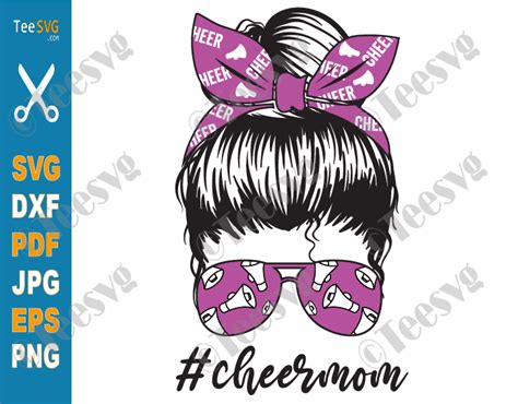 Cheer Mom Messy Bun Svg