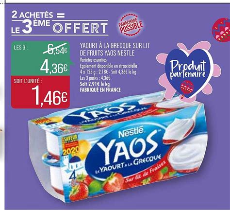 Promo Yaourt La Grecque Sur Lit De Fruits Yaos Nestl Chez Match