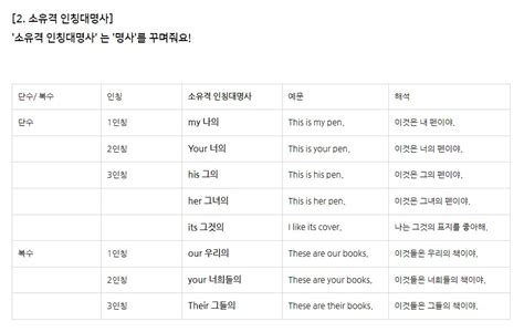 성인영어학습지 인칭대명사 주격 소유격 목적격의 변화 영어공부 블로그