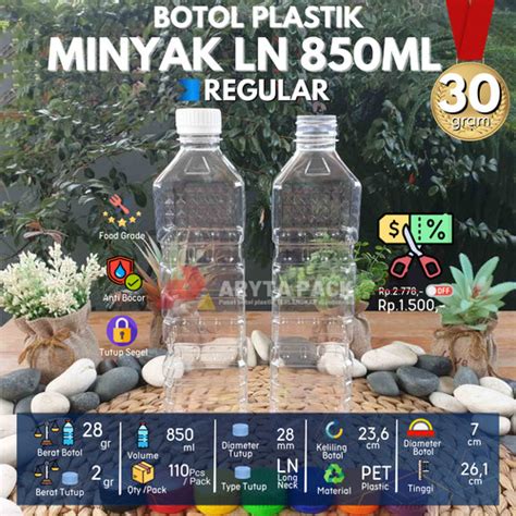 Promo Botol Plastik PET 850ml Kotak Minyak Goreng Bimoli Tutup LN WIB