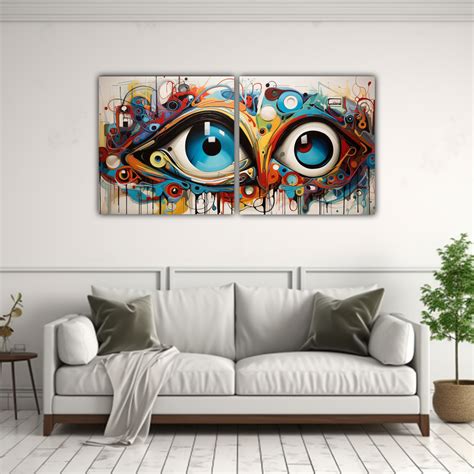 Cuadro Decorativo Abstracto De L Neas Finas Con Ojos Compra Online