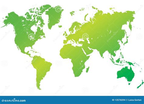 World Map Highly Detailed Green Vector Stock Vector Illustration Of