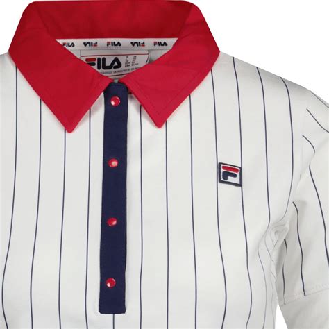 Fila Vintage Bb1 Womens Retro Striped Borg Polo In White