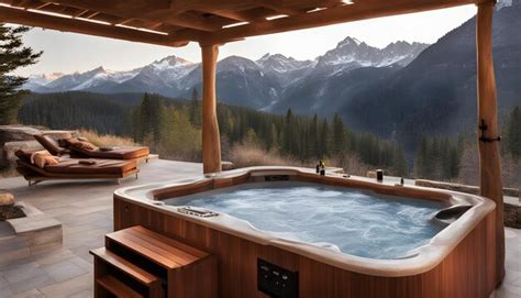 Premium Photo | A hot tub with a view of a mountain range