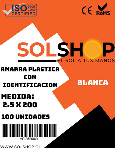 Amarra Plastica Con Identificacion De X Mm Blanca Bolsa Unds