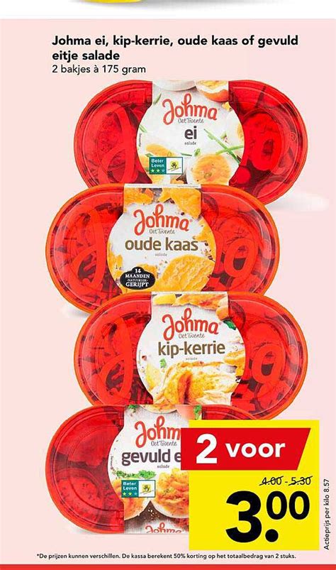 Johma Ei Kip Kerrie Oude Kaas Of Gevuld Eitje Salade Aanbieding Bij