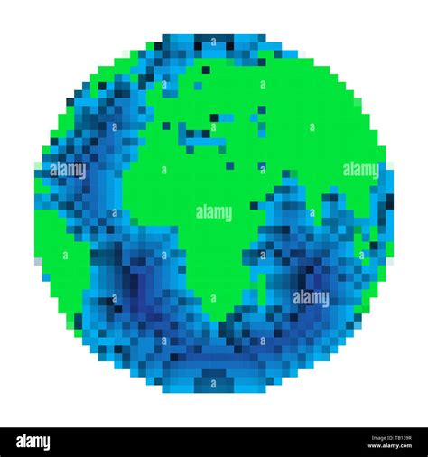 Pixel Art Design Of Earth Vector Illustration Colorful Planet Earth