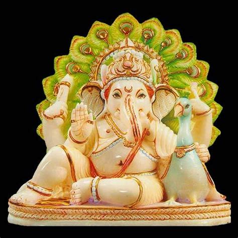 Multicolor Marble Lord Ganesha In Blessing Mudra Size Dimension