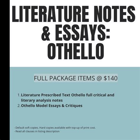 OTHELLO BY WILLIAM SHAKESPEARE O LEVEL IGCSE LITERATURE 0475 SET