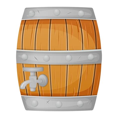 Barril De Cerveza De Madera Aislado En Blanco Vector Premium