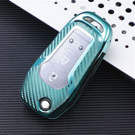 TPU Carbon Fiber Car Flip Key Fob Case Cover For Ford For Escape For