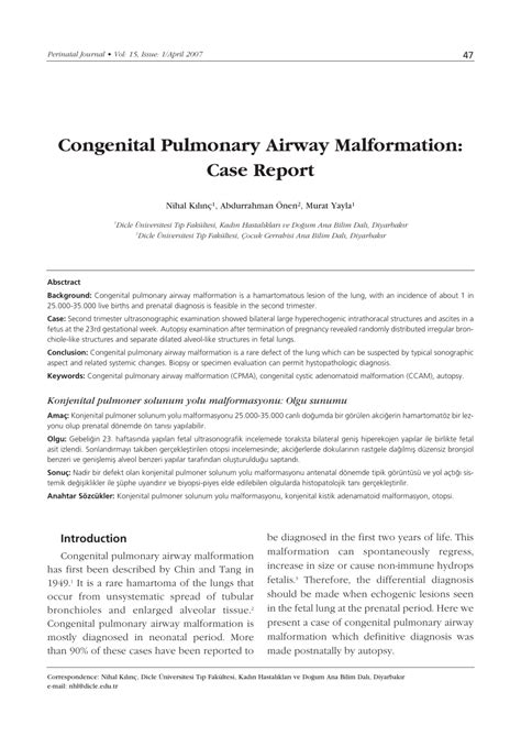 PDF Congenital Pulmonary Airway Malformation Case Report