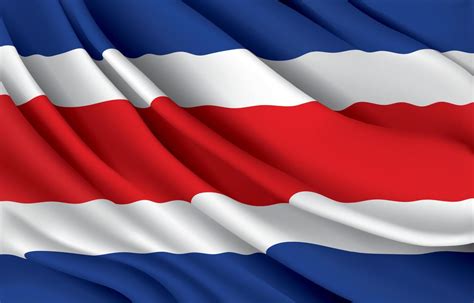 Bandera Nacional De Costa Rica Ondeando Ilustración Vectorial Realista