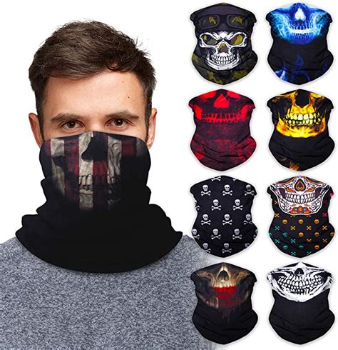 Sojourner Seamless Skull Face Mask Bandana Headband, 9-Pack