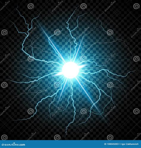 Blue Electric Flash Of Lightning On A Dark Transparent Background