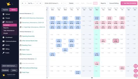 Spark Help: Attendance Schedules