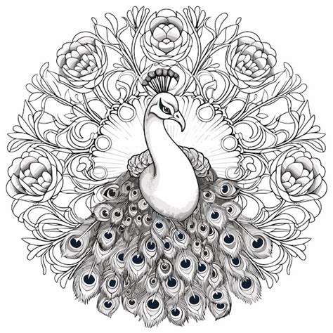 Premium Vector Peacock Cartoon Bird For Coloring Page Black And White Coloring Book Or Page