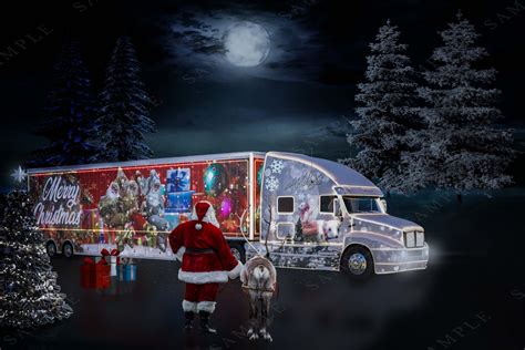 Christmas Semi Semi Truck Holiday Truck Wall Art Digital Background