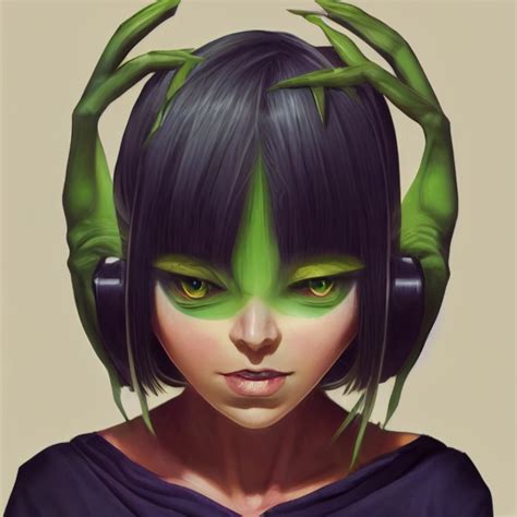 Very Cute Green Skinned Goblin Girl Long Green Midjourney Openart