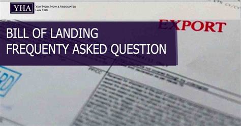 Bills Of Lading Frequently Asked Question Yew Huoi How