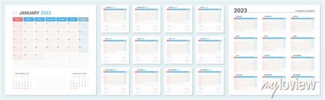 Planner Calendar Week Start Sunday Corporate Design Template Wall