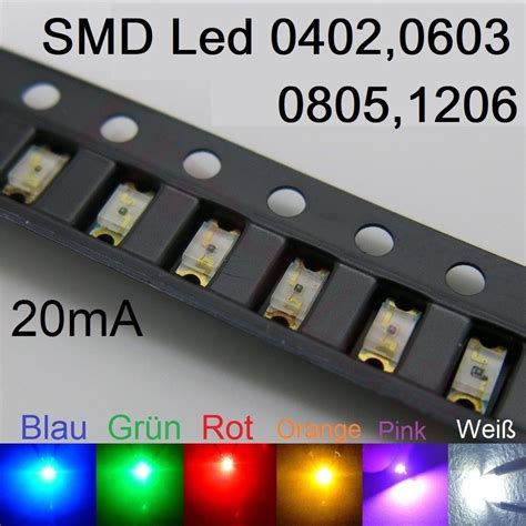 SMD LED 0402 0603 0805 1206 Superhelle LEDs Verschiedene Farben