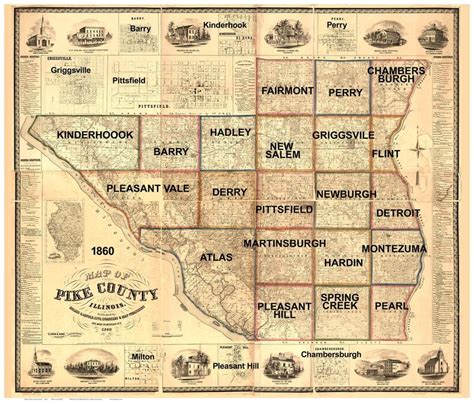 Pike County Illinois 1860 Old Wall Map With Landowner Names | Etsy