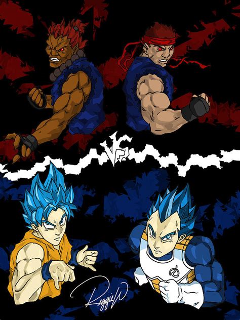 Akuma x Evil Ryu VS Goku x Vegeta Digital Art by Gilbert Bloodsaw - Fine Art America