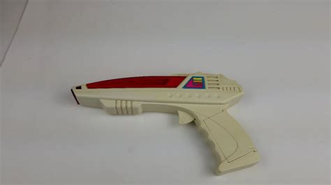 Vintage Laser Space Ray Gun Blaster Toy 80s Lights And Sounds Red White