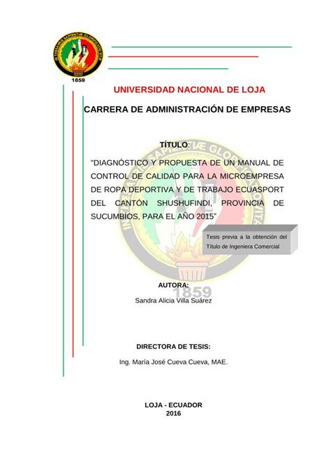 PDF Manual De Control De Calidad Para La Empresa Ecuasport Las