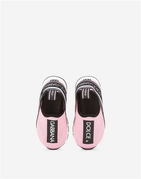 Sorrento Slip On Sneakers With Logo Tape In Pink For Dolceandgabbana® Us